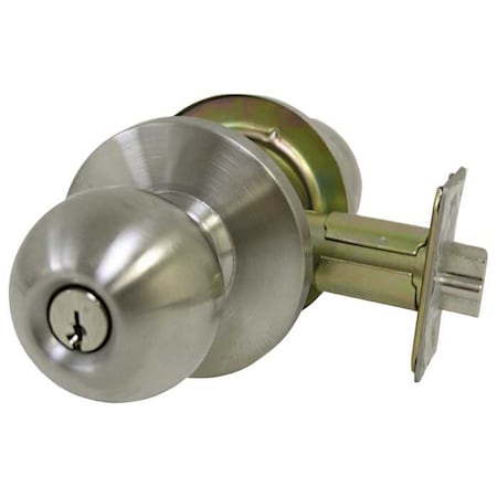Tell Grade 2 Cylindrical Lock, Entry, Knob, Satin Stainless Steel, 2-3/8 Inch Backset, Conventional K2053-8-32D